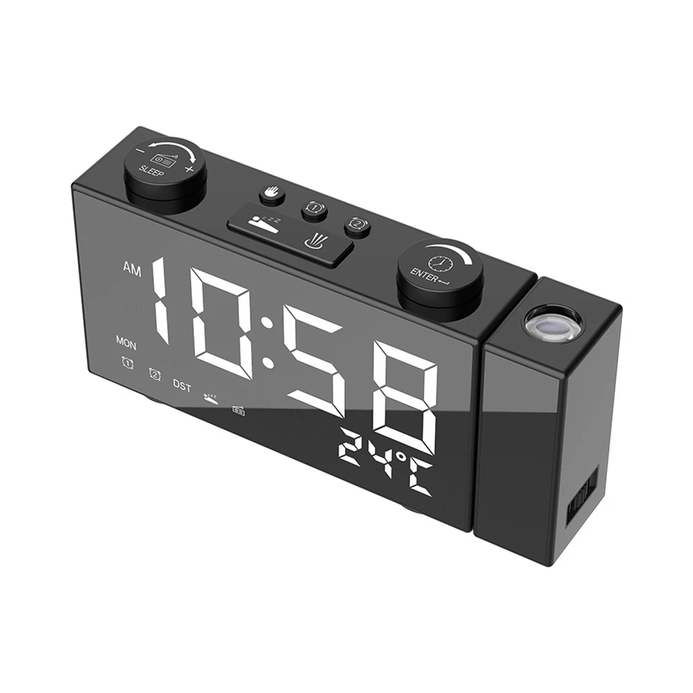 Многофункциональный проекционный Будильник Радио Led Проекция 180 градусов