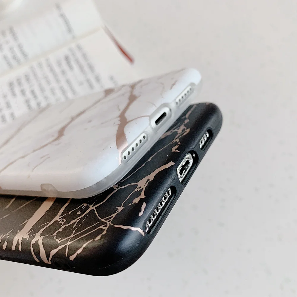 Роскошный чехол из розового золота и фольги для iPhone 8 7 6 6S Plus мраморный XS Max X XR