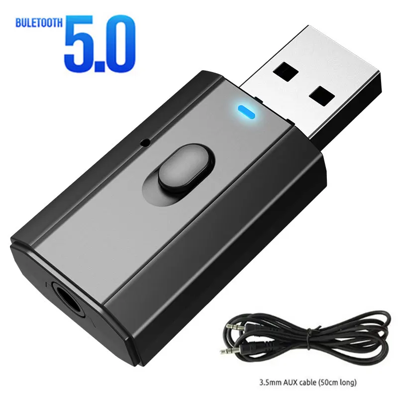 

5.0 Bluetooth Adapter USB Wireless Bluetooth Transmitter Receiver Music Audio for PC TV Car Hands-free 3.5mm AUX Adaptador