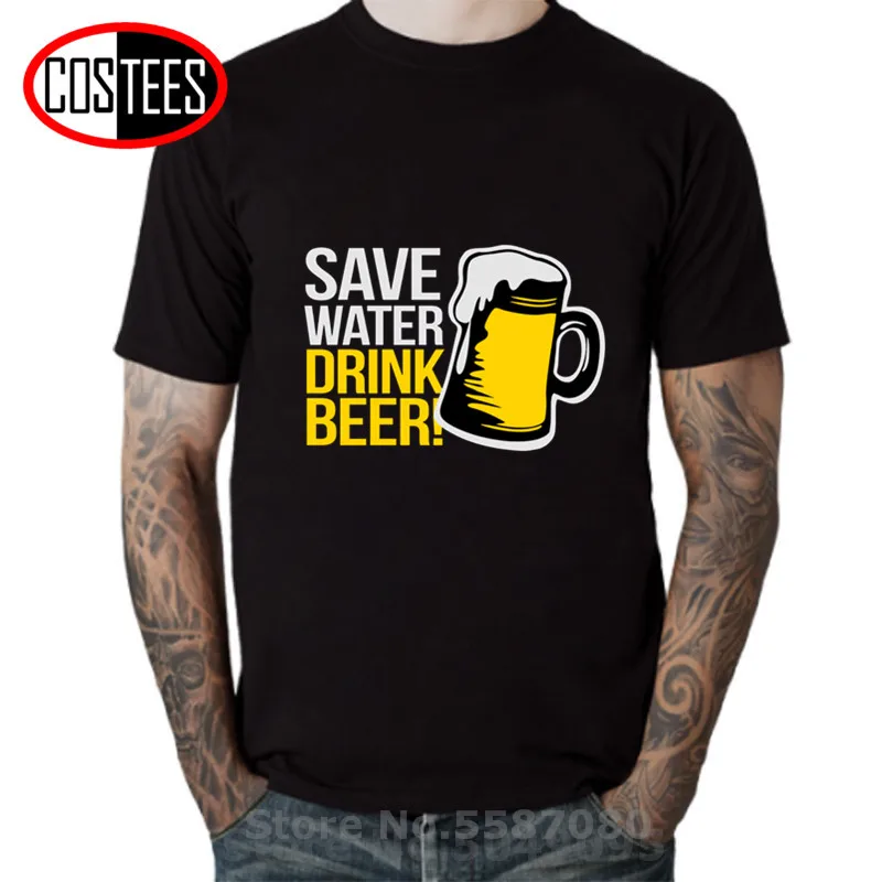 

Забавная футболка для мужчин с надписью «Save Water Drink», «Beer Lover», ЛУЧШАЯ ПОДАРОЧНАЯ футболка размера плюс 5XL, вечерние Семейные забавные мужские...