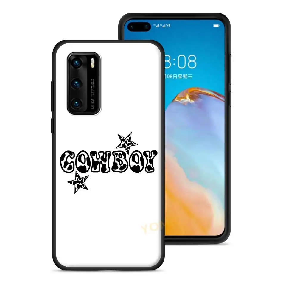 

White Black Cow Symbol TPU Case for Huawei P30 P Smart Z Y6 Y7 Y9 2019 P40 P20 Pro Y8p Y6p Mate 20 Lite Y9a Black Phone Cover