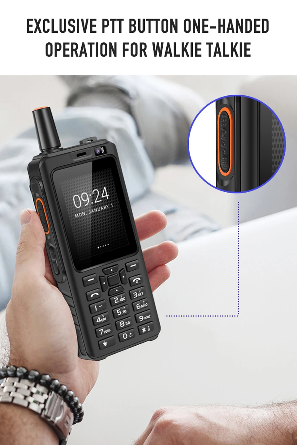 Walkie Talkie UNIWA F40 Zello 4G Mobile Phone 4000mAh Waterproof Rugged 2.4'' Touch Screen Quad Core Android Smartphone