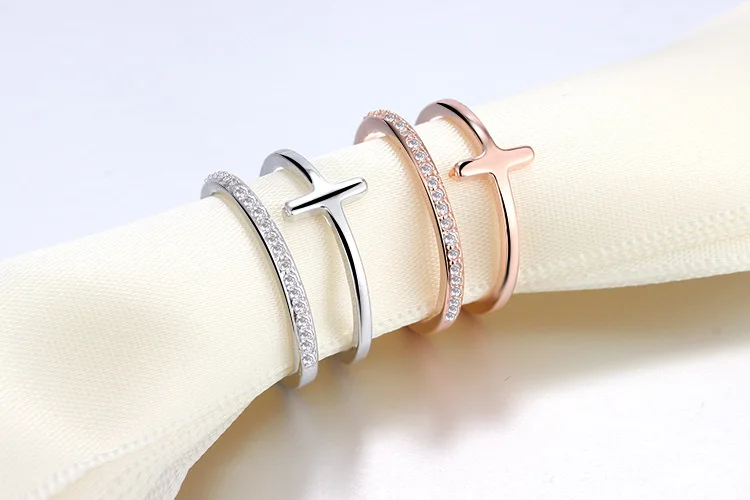 Женское кольцо из серебра 925 пробы с двойным кристаллом|Кольца| |