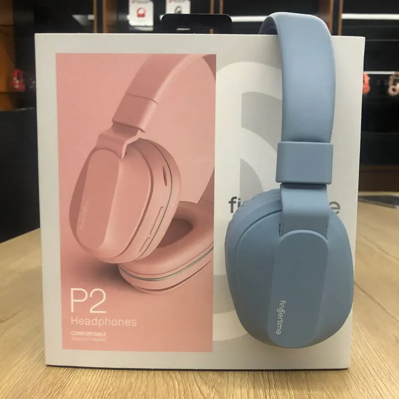 Bluetooth HIFI игровая гарнитура Беспроводные Складные стерео проводные спортивные наушники P2 для телефона подарок для мальчика Музыкальная гарнитура с микрофоном - Цвет: Blue with box