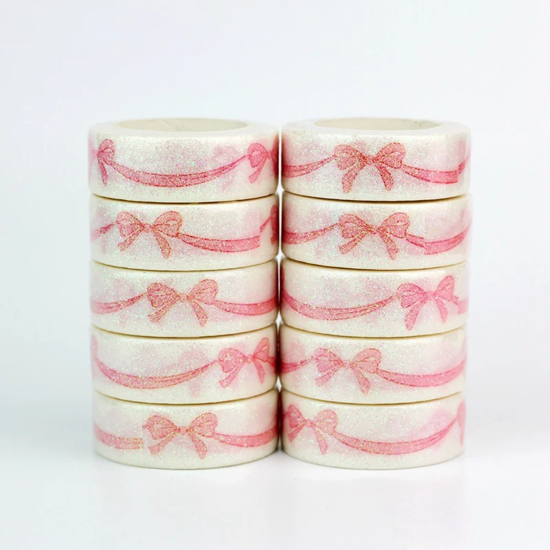 

10pcs/lot Decorative Cute Pink ribbon Washi Tapes Paper DIY Scrapbooking Stickers Japanese Masking tape Wholesale Stationery