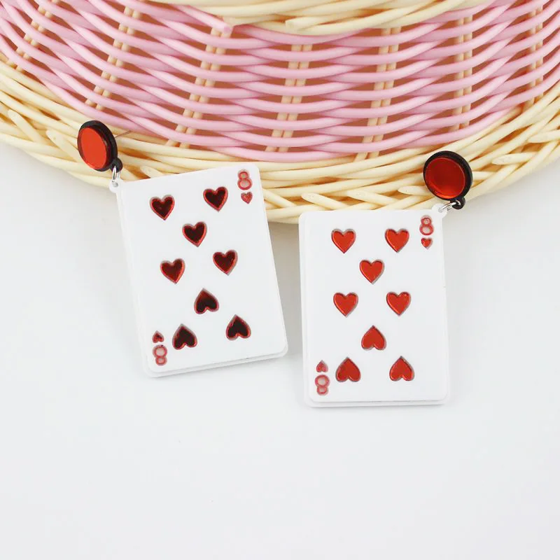 Креативная забавная &quotпокер карта пик&quot 8 простые серьги в форме сердца из