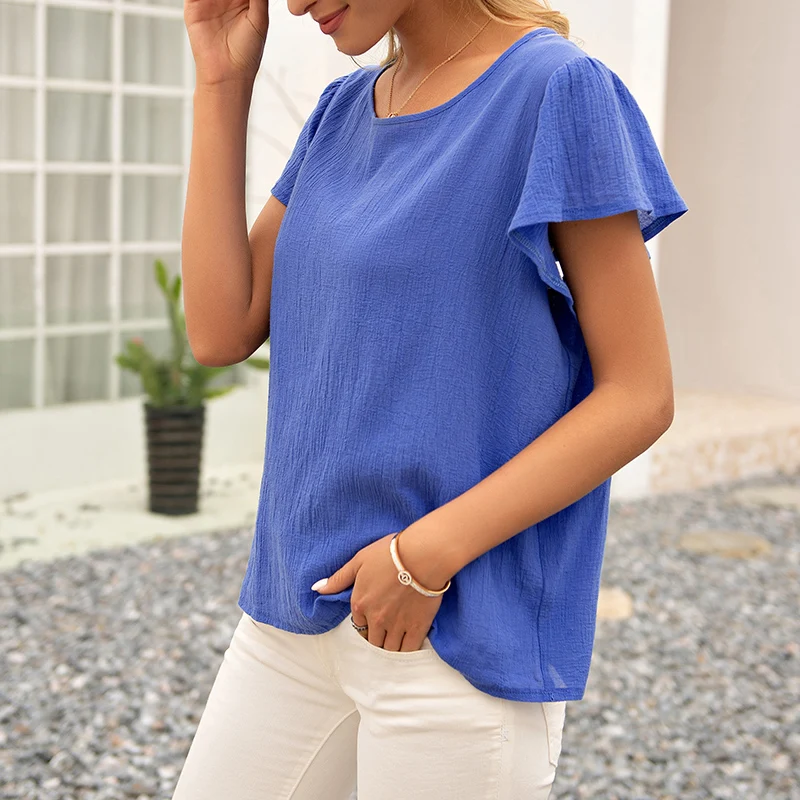 

Solid Color O Neck Short Sleeve T Shirt Women Summer Casual Loose Tops Plus Size Streetwear Hollow Out Backless Tee Shirt
