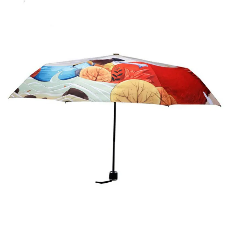 Маленький зонт танцевальные зонты милая лисица мультяшная иллюстрация три