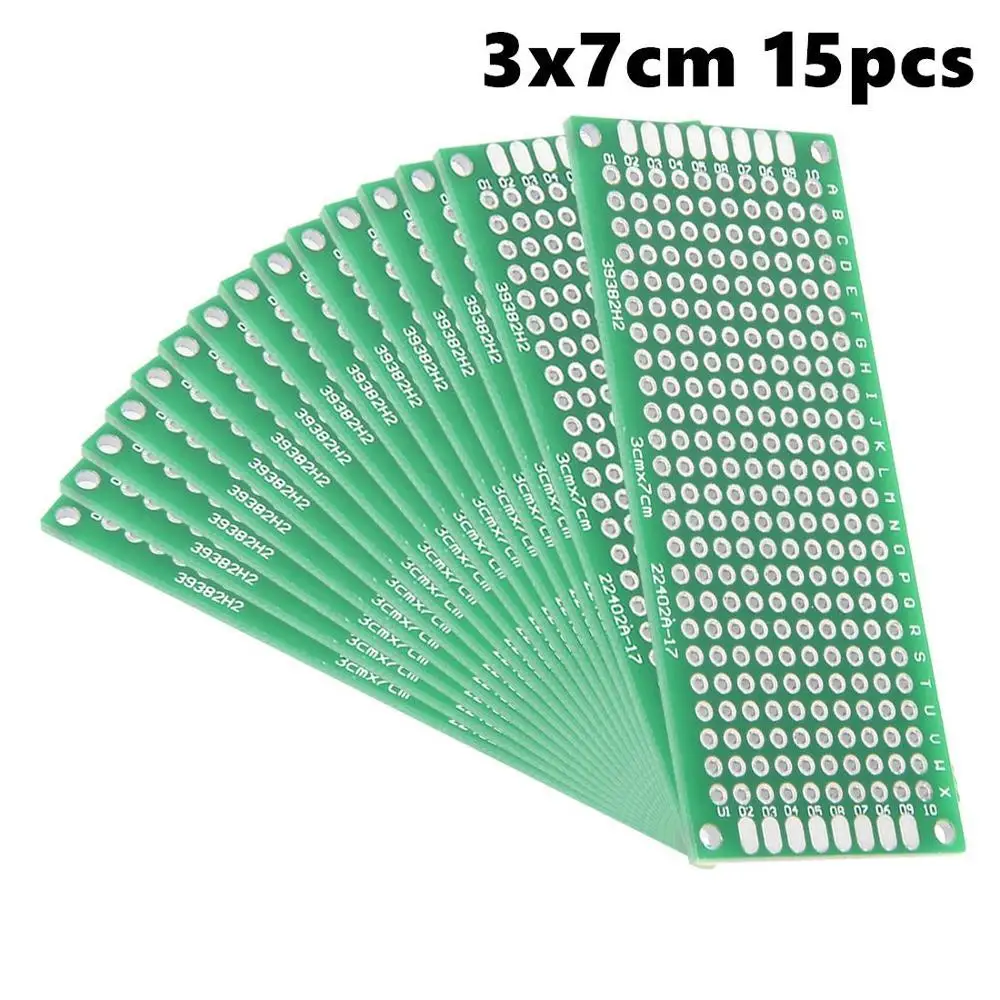 

3x7cm Double Sided Universal Printed Circuit Board for DIY Soldering 15pcs