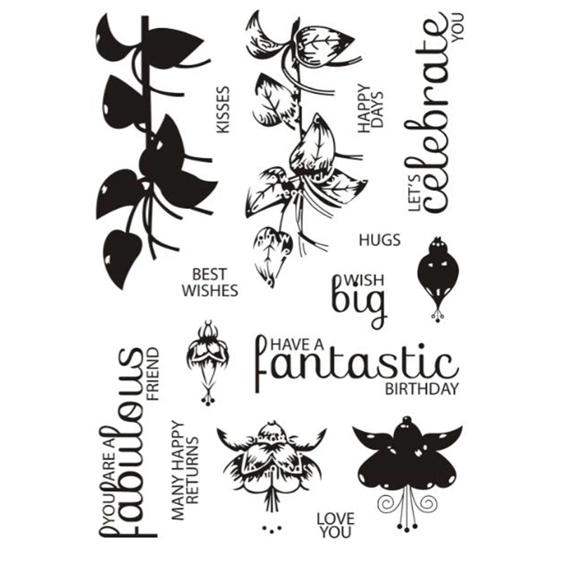 Прозрачные штампы с цветочным узором для изготовления открыток и скрапбукинга