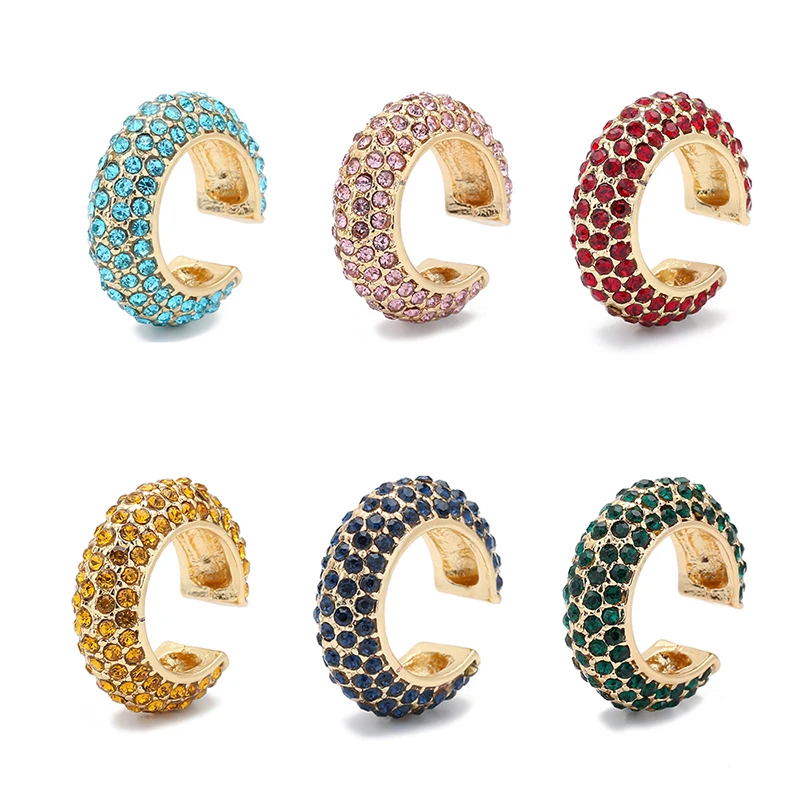 

New Fashion CZ Crystal Small Hoops Ear Cuff Set for Women Girls Trendy Gold Huggie Earrings Earcuff Trendy Jewelry Brincos 2021
