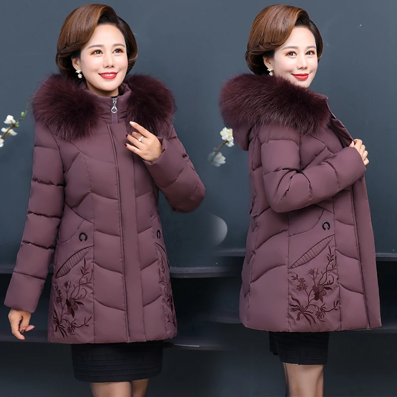 Enlarge women clothing winter jacket mother thick padded jacket woman parkas middle-aged and elderly padded  women coat