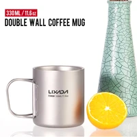 2022 new double wall titanium water cup coffee tea mug suitable for home outdoor camping hiking backpacking picnic fast shipping