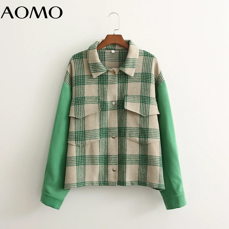 

Женское шерстяное пальто в клетку, с длинным рукавом