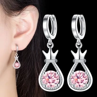 new arrival 30 silver plated sweet water drop shiny cubic zirconia ladies drop earrings for women anti allergy