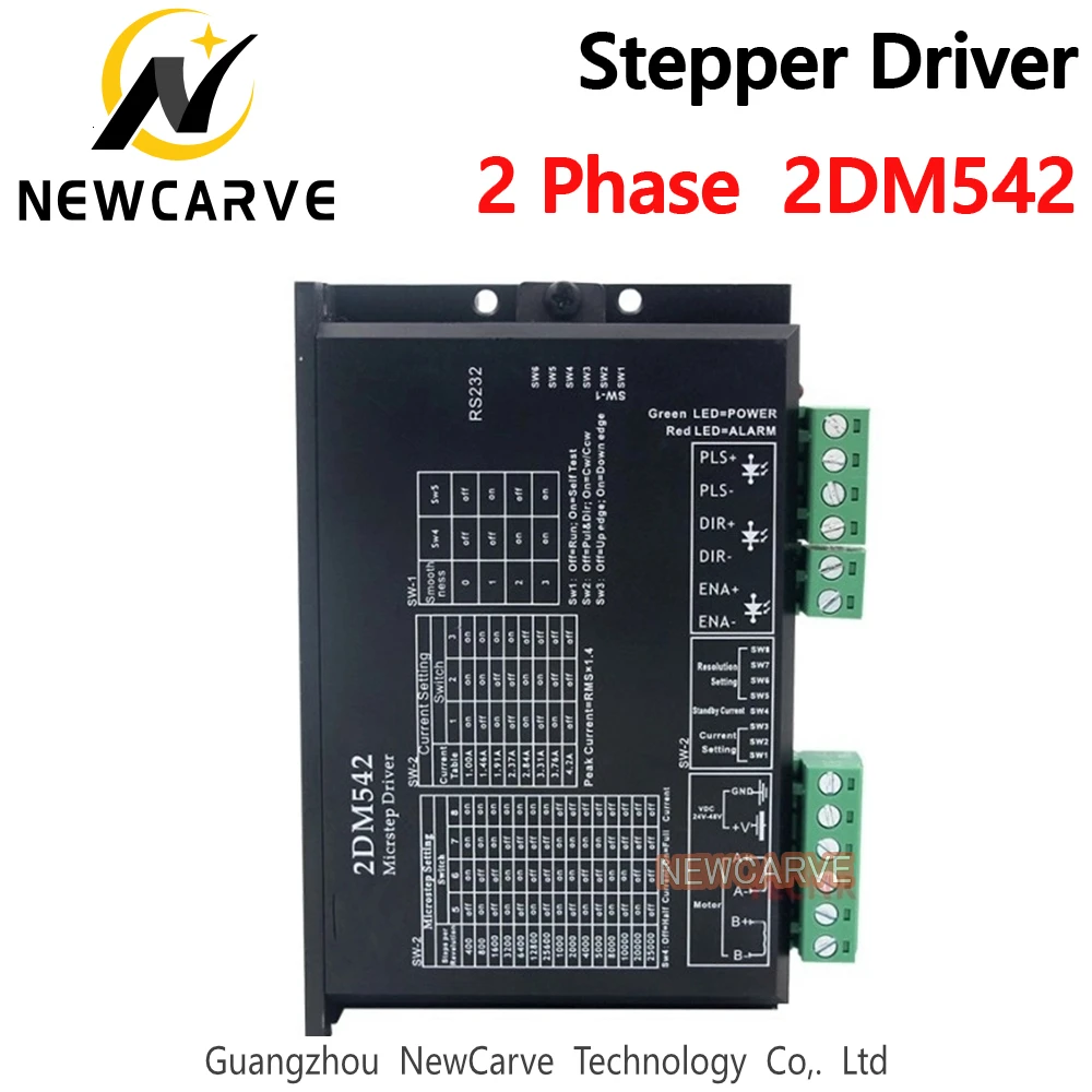 Драйвер шагового двигателя 2DM542 2 фазы выход 4A для 57mm4 мм Мотор 24-48VDC NEWCARVE |