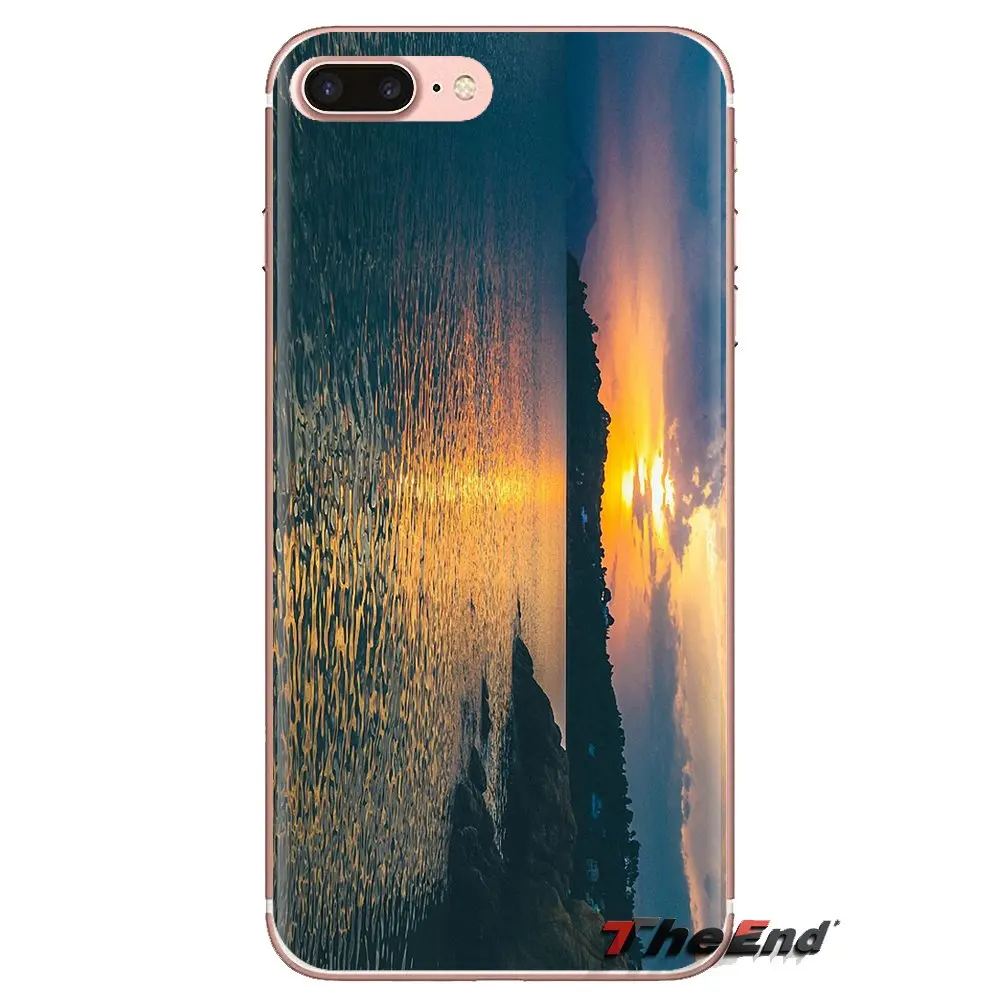 TPU Covers For Huawei G7 G8 P7 P8 P9 Lite Honor 4C 5X 5C 6X Mate 7 8 9 Y3 Y5 Y6 II 2 Pro 2017 Mountain Lake Sunset Landscape Art |