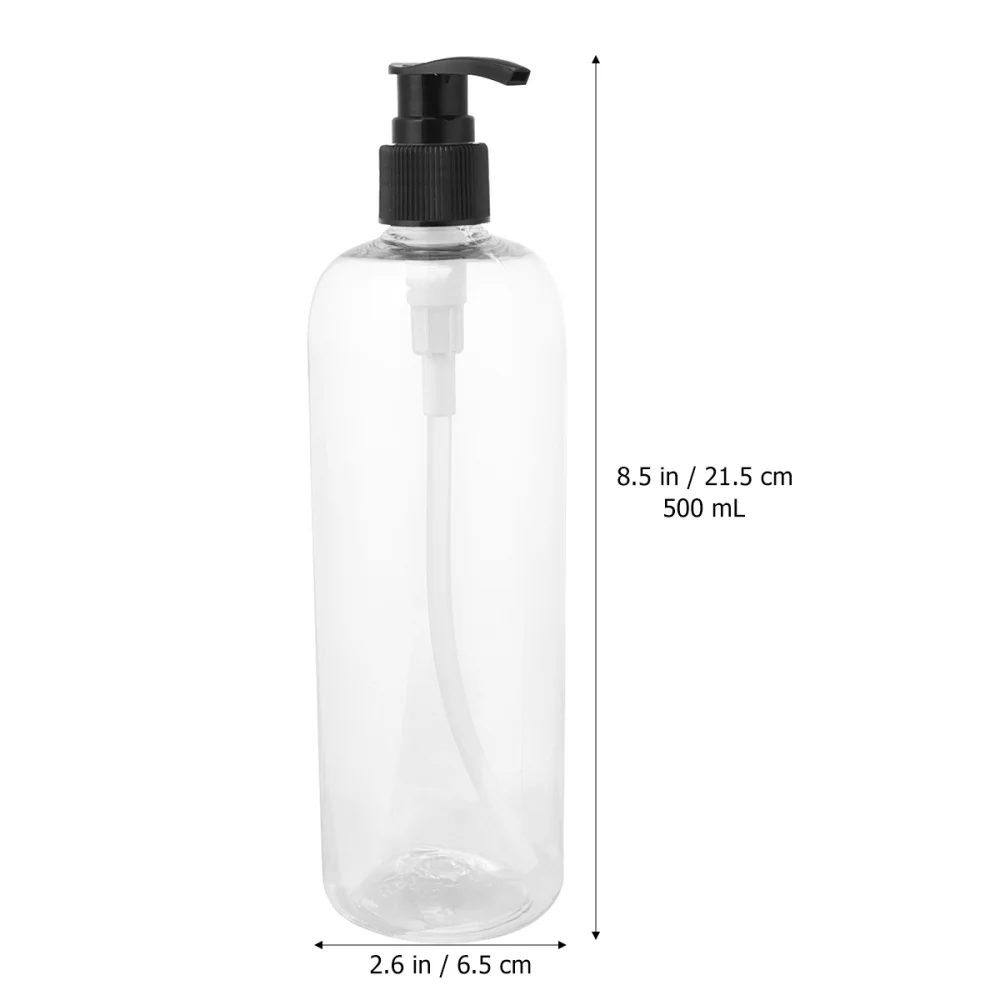 

4Pcs 500ml Press Pump Bottle Emulsion Bottle Travel Subpackaing Bottle Refillable Bottle (Black Bottle and Black Pump)