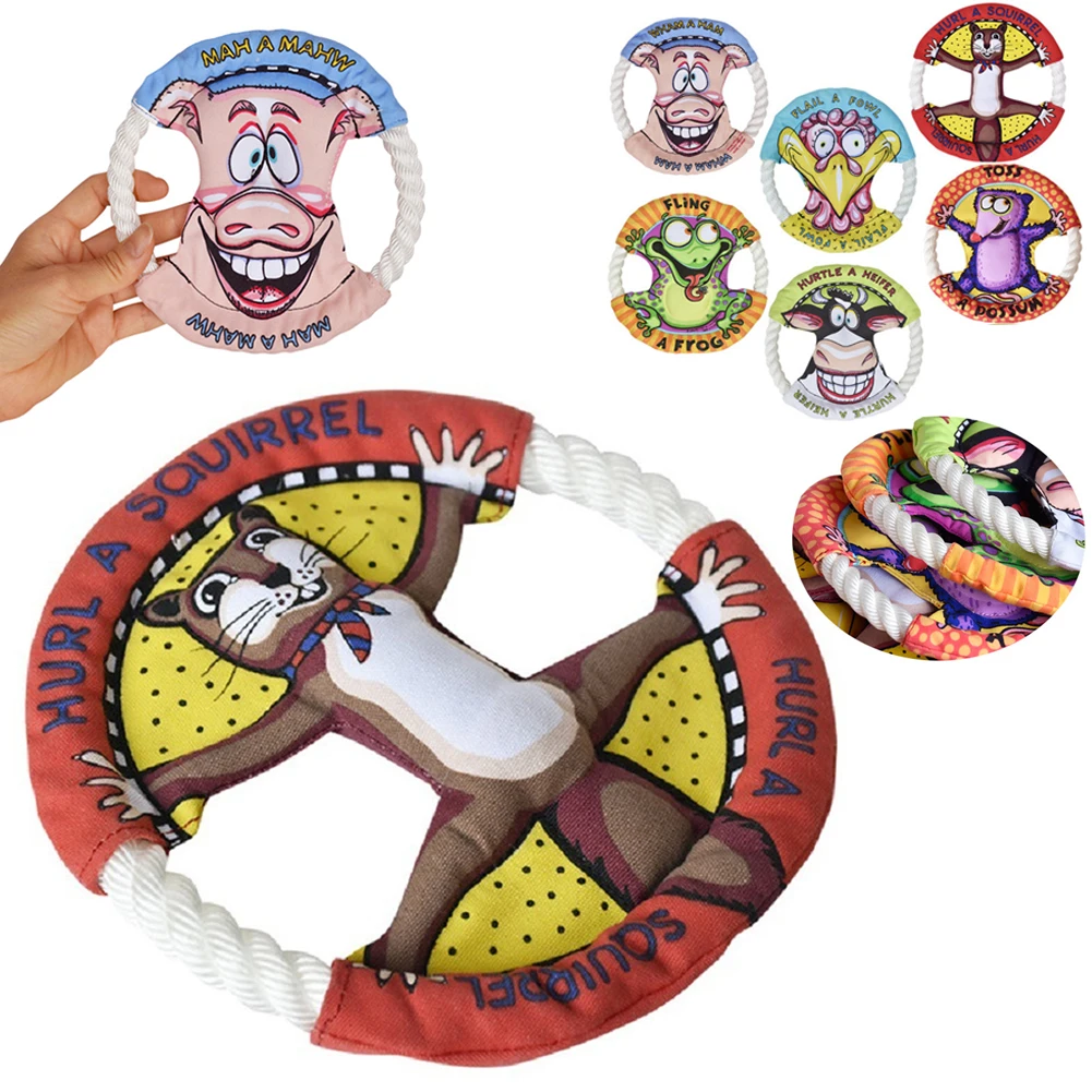 

Canvas Pet Flying Saucer Outdoor Training Large Dog Flying Disc Toy Bite Resistant Puppy Teeth Clean Chew Interactive Fetch Toys