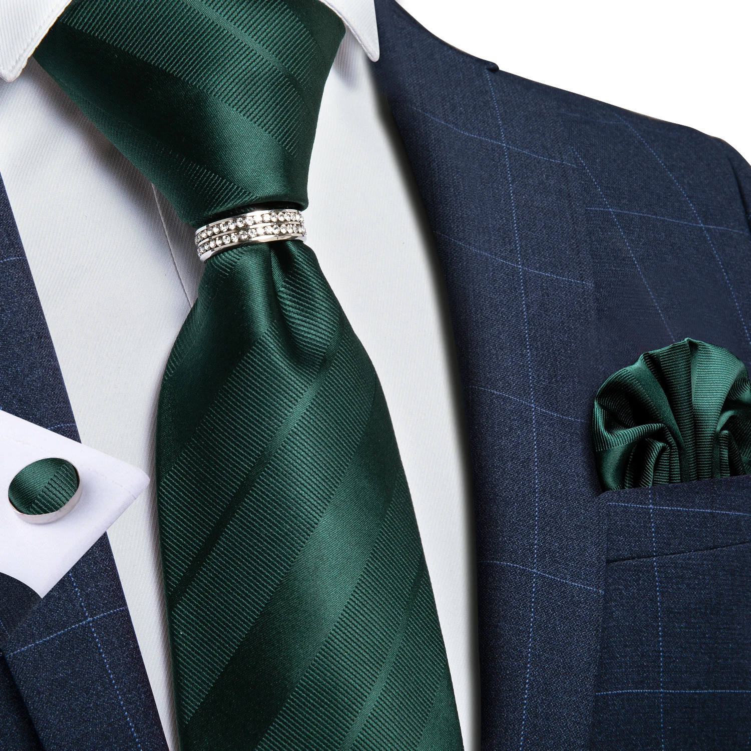 Мужской галстук DiBanGu зеленый однотонный полосатый Шелковый Свадебный для мужчин