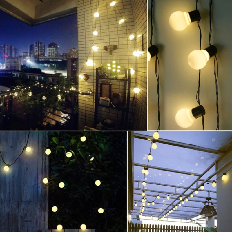 

Solar outdoor led lights fairy garden Street LED G50 Bulb Solar Energy String Light New Year Christmas Decorations for Home