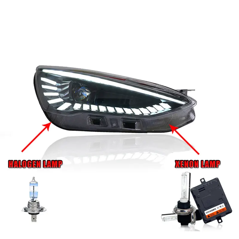 halogen high beam 2 шт. автомобильный стиль светодиодный фары для Ford focus- для фокусировки Головной фонарь светодиодный DRL Объектив двойной луч H7 HID Xenon bi xenon объектив - Цвет: halogen high beam