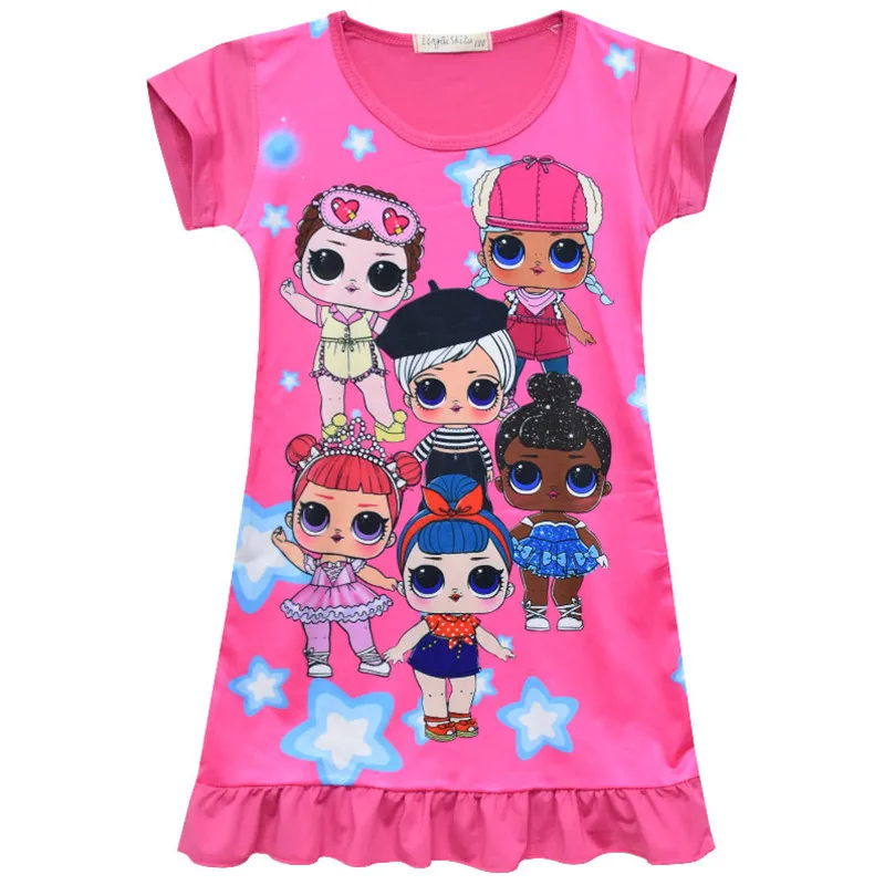 Ночное платье для девочек Летнее Детское принцессы с короткими рукавами сна