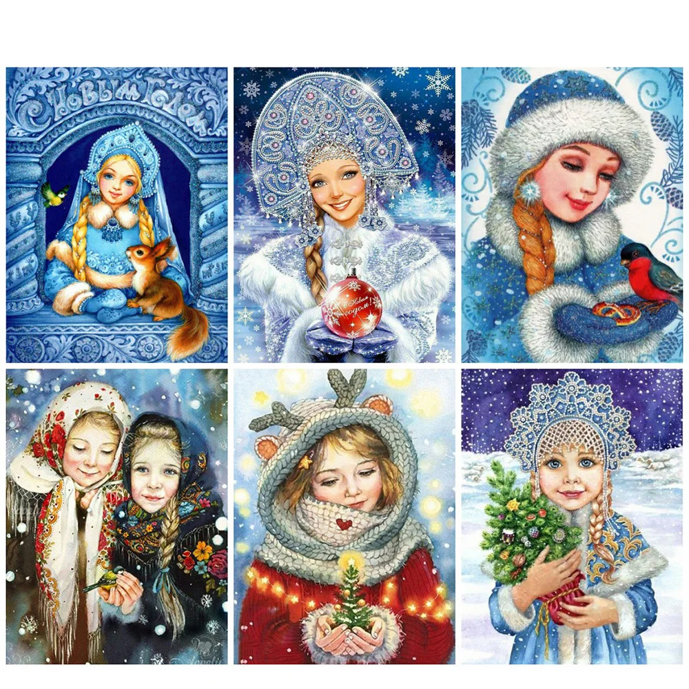 

YI Bright Diamond Embroidery Winter Girl Full Drill Diamond Painting Picture Rhinestone Mosaic Home Decor Wall Art