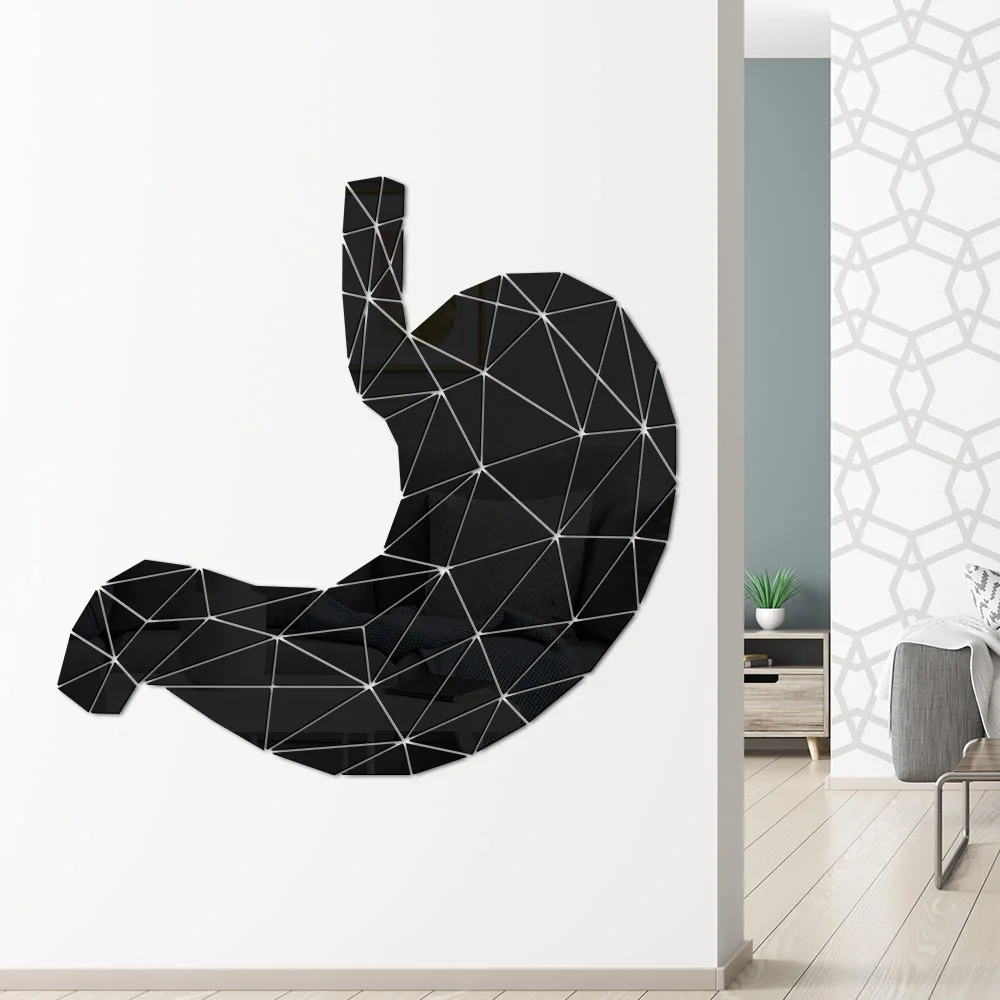 3D Зеркальная Наклейка на стену животная анатомия Геометрическая акриловая