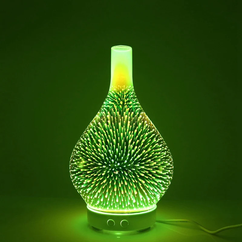 

3D Firework Glass Vase Shape Air Humidifier with 7 Color Led Night Light Aroma Essential Oil Diffuser Mist Maker Ultrasonic Humi