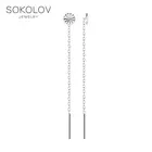 Серьги-цепочки SOKOLOV из серебра, Серебро, 925, Женские, Серьги 2022 тренд, Оригинальная продукция