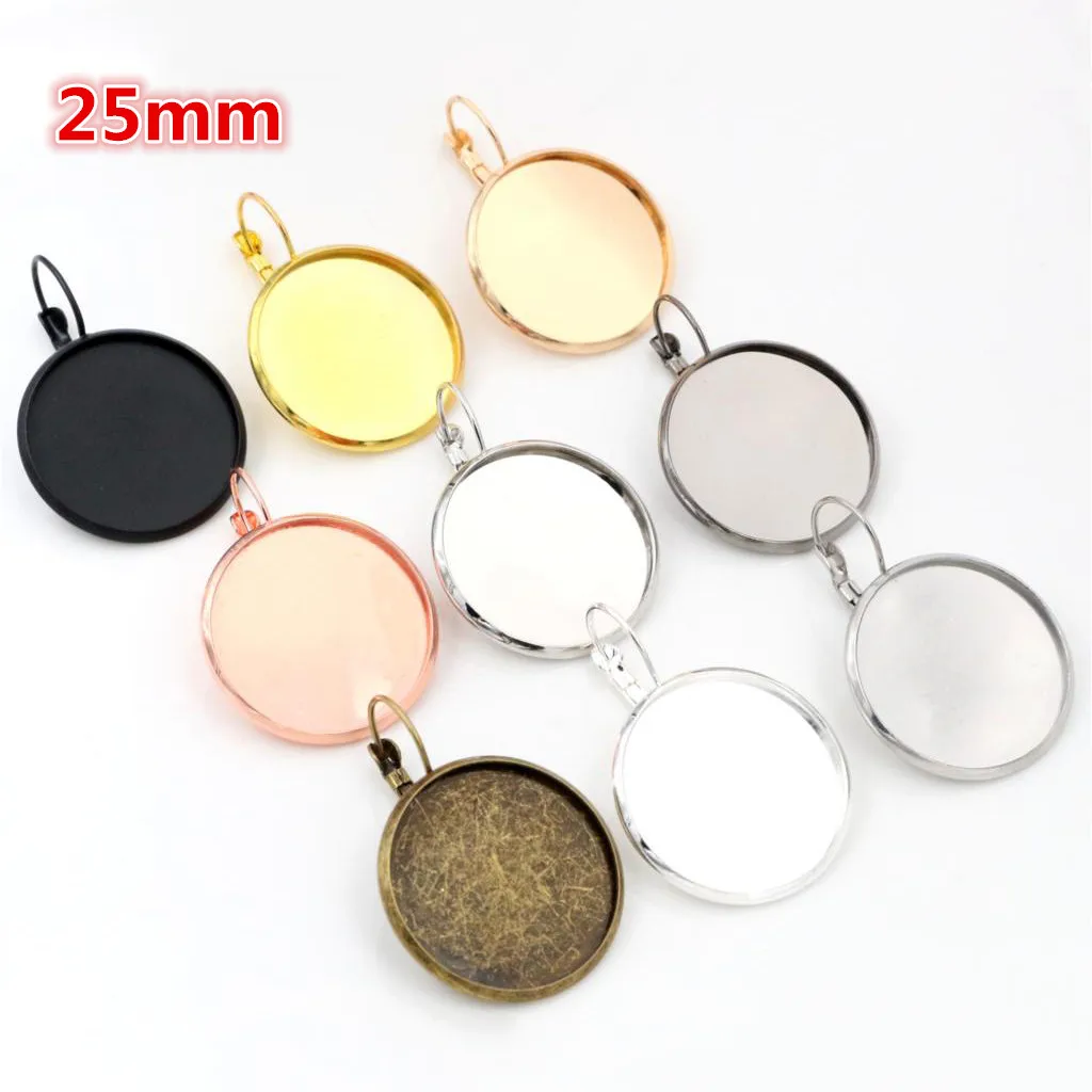 20мм 25мм 10 шт./лот Классические 10 цветов покрытые французскими застежками для сережек с пустой основой, подходящие для кабошонов 20/25мм на кнопках для сережек.