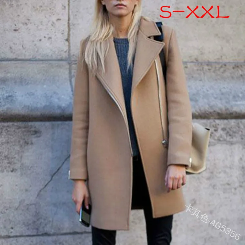 

Mandylandy Lady Woolen Coat Suit Blazer Office Wear Women Outerwear Long Sleeve Spring Autumn Korean Style Female Wool Coat