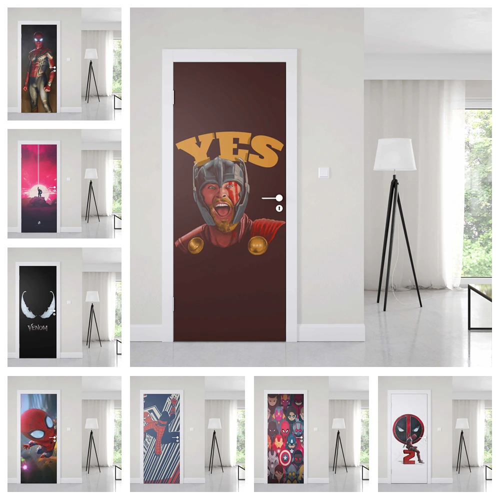 

Children's room funny Marvel superheroes Avengers characters door wardrobe door stickers poster high quality pvc wall stickers