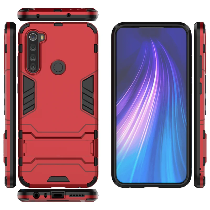 Противоударный чехол для Xiaomi Redmi Note 8 T Note8 телефона PC + Силиконовые чехлы с