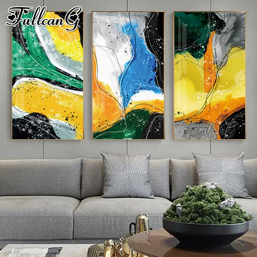 

FULLCANG абстрактный красочный пейзаж большой Триптих 5d Сделай Сам алмазная живопись мозаика Набор для вышивки квадратный круглый сверло FC3689