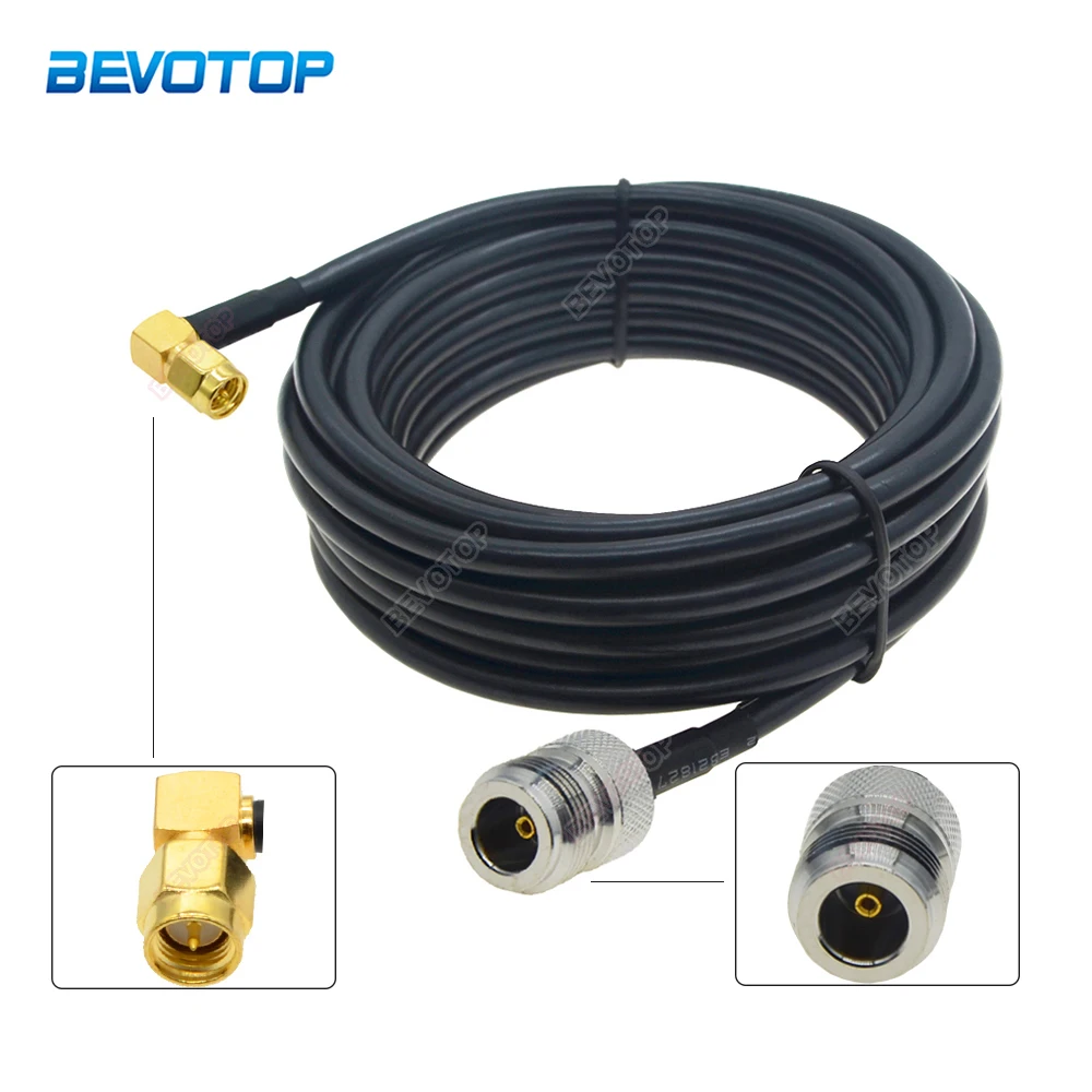

Low Loss RG58 SMA Male Right Angle Plug to N Female 50ohm Coaxial Cable WiFi Antenna Extension Cable Connector Adapter Pigtail