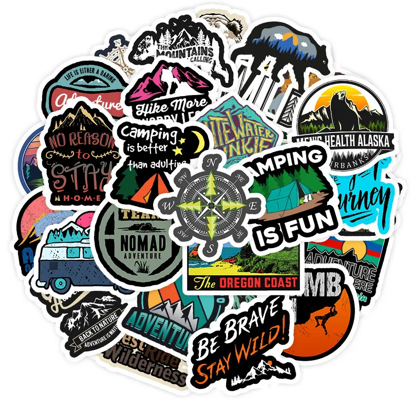 

10/50 Pcs/Lot Outdoor Stickers Natural Scenery Camping Wilderness Adventure Rock Climbing Travel Waterproof DIY Mixed Sticker