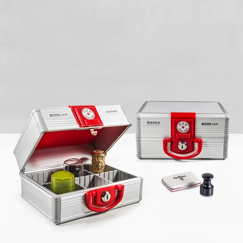 

B8069 large seal box aluminum alloy lock 9 adjustable official seal box financial chapter storage box