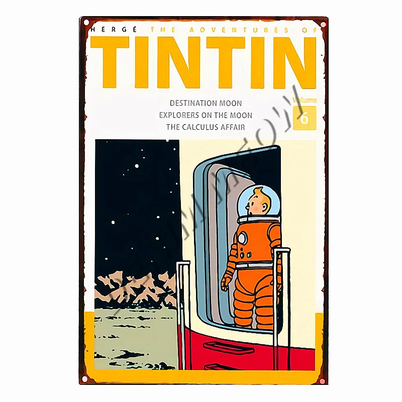 10 Приключения Тинтина, мультяшная Оловянная табличка, металлический винтажный плакат на стену, художественные наклейки, детский подарок, домашний декор, WY113 - Цвет: 10