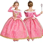 Авроры для девочек платье для малышей, розовое платье Спящей красавицы на шнуровке с цветочным дизайном, Flare рукавом элегантное платье для театрализованного представления для девочек Дети принцессы Авроры парик