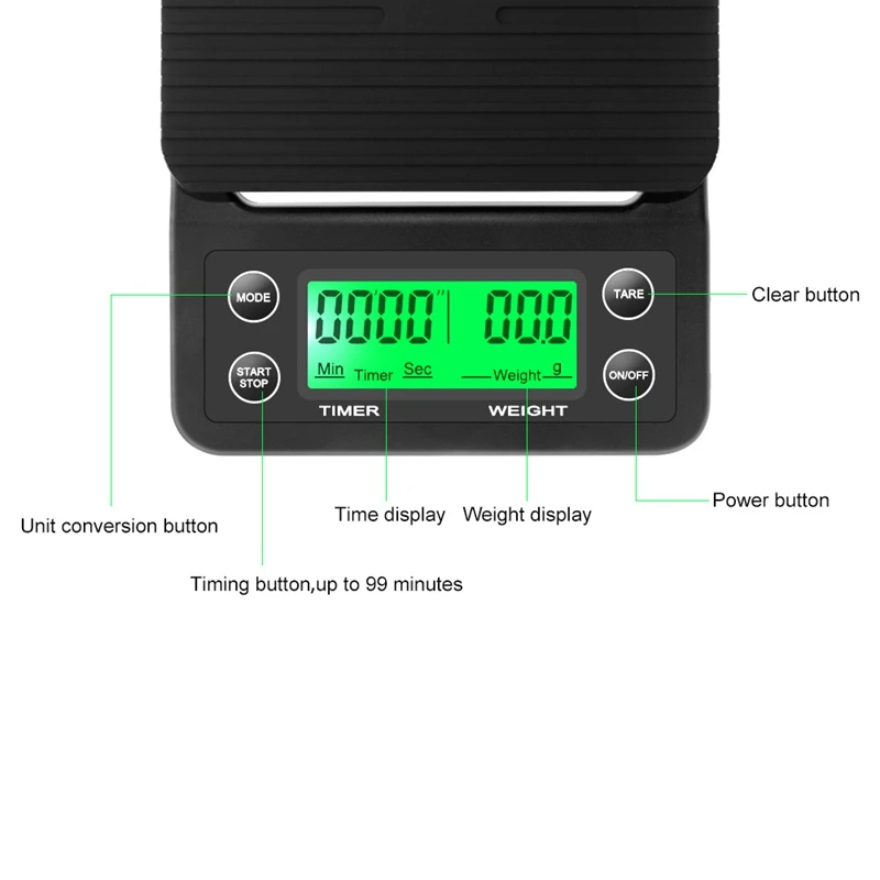 5 кг/0 1 г капельная кофейная шкала с таймером портативная электронная цифровая
