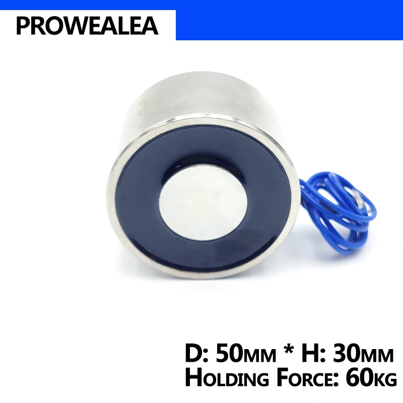 Электромагнит 50/30 DC 6V 12V 24V цилиндрические электрические магниты 60KG/600N сильный электромагнитный соленоид присоска нестандартный на заказ