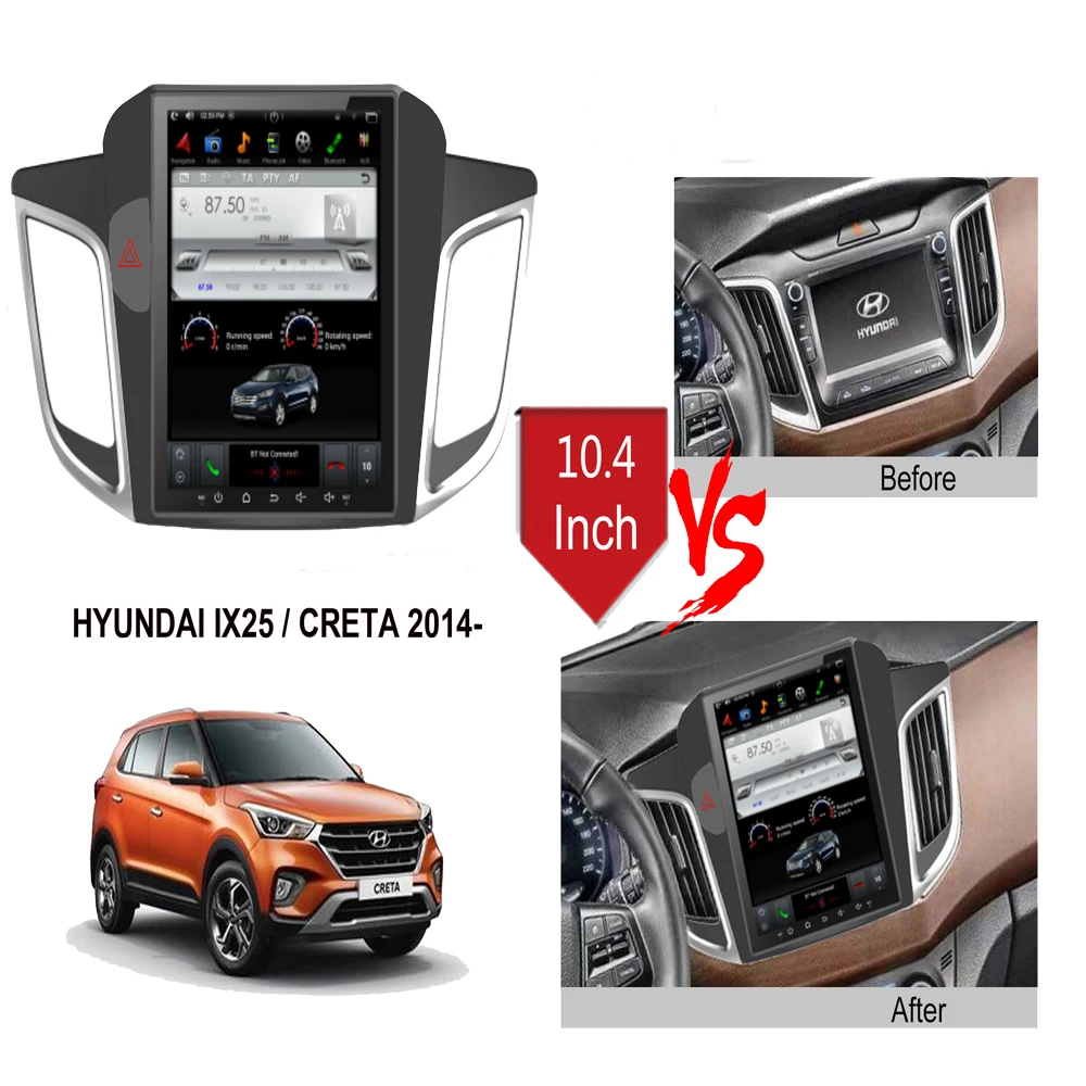 Вертикальный Автомобильный GPS-навигатор в стиле Tesla на Android 9 0 для HYUNDAI IX25/CRETA