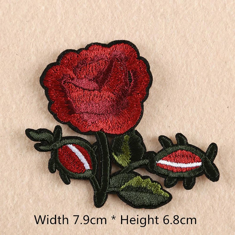 Модная многоцветная красная роза вышитая нашивка аппликация сделай сам наклейки