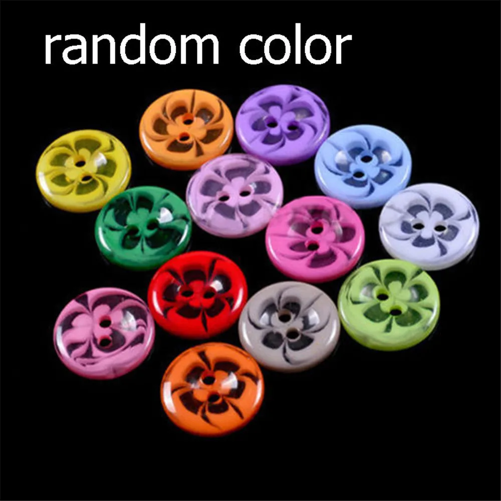 100 шт./лот красивые прозрачные разноцветные пуговицы из смолы с 2 отверстиями