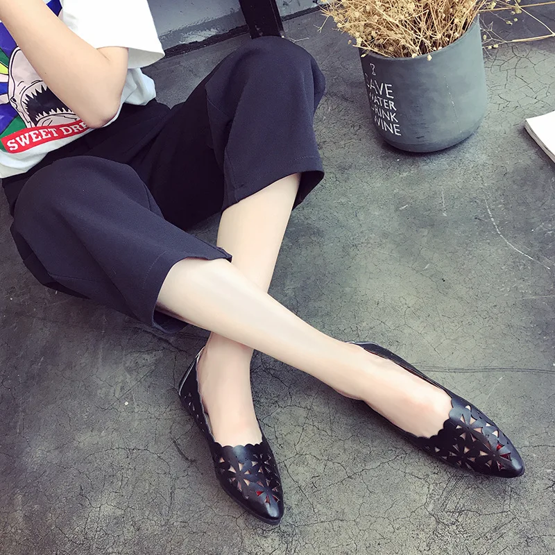Women's Casual Shoes Big Size Female Loafers Summer Autumn Ladies Single Shoes Hollow Out Breathable Slip-on Spring Flats 2021