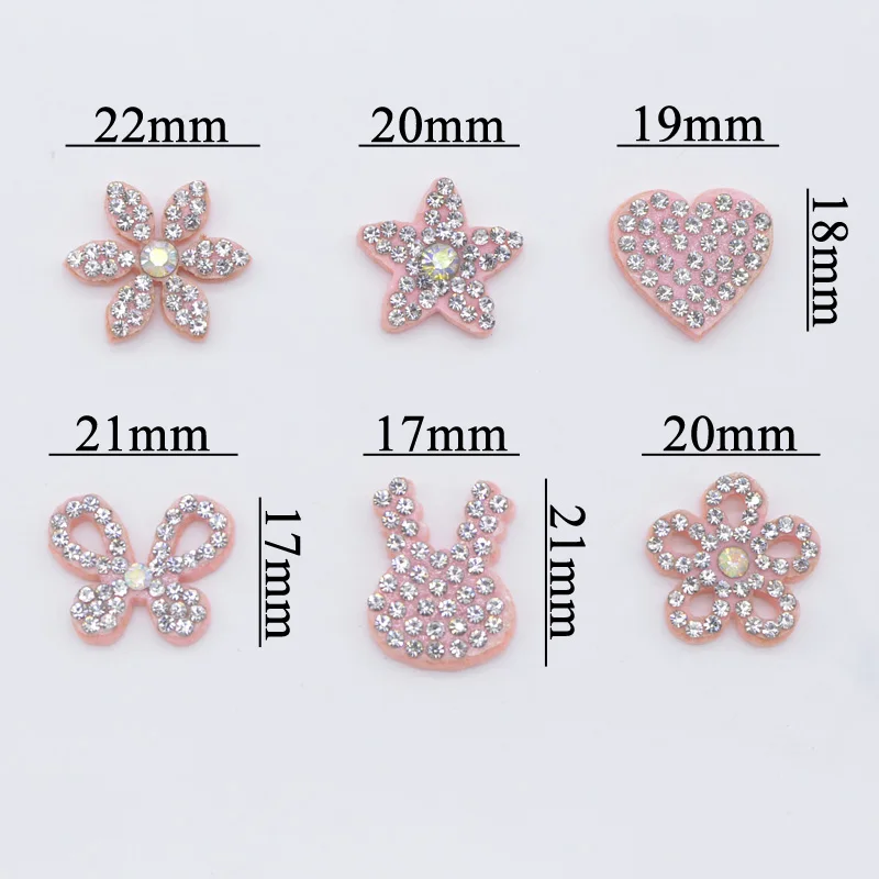 60 шт. стразы с подкладкой в виде звезд сердца бабочки цветов кролика аппликация