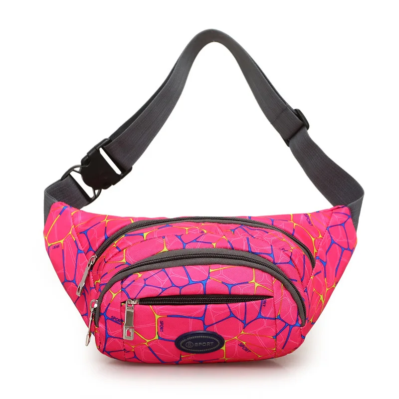 

50PCS / LOT Fashion Colorful Printed Women Girl Belt Waist Bag Pouch Zipper Girls Casual Fanny Pack Waist Bags