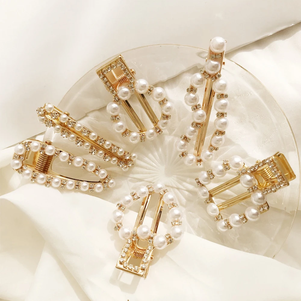 

Модная заколка для волос INS, женские маленькие заколки для волос с жемчугом, милая челка для конского хвоста для девочек, Шпилька для волос в ...